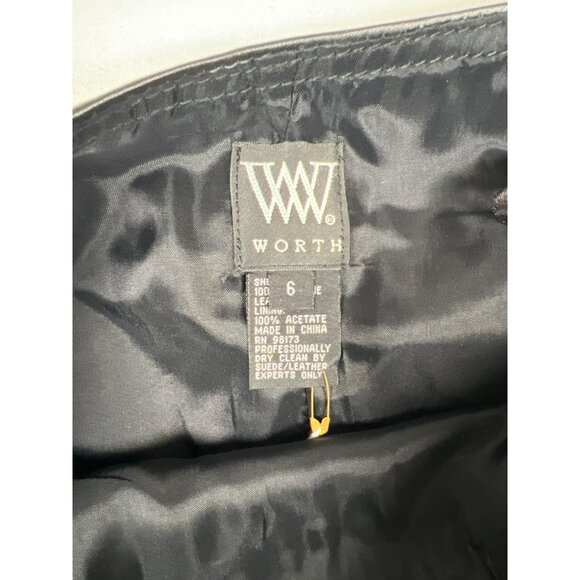 Worth Women 6 Black 100% Leather Straight Zip Mini Skirt NWT - Picture 3 of 7